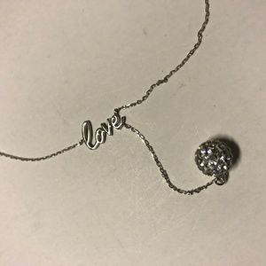 Sterling Silver Love Y Necklace Made with Swarovsk